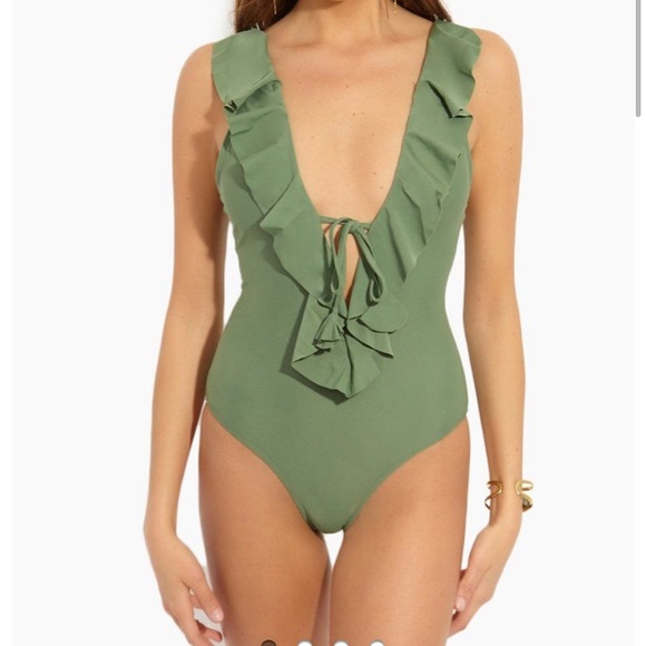 Other - Ruffled Plunging Knot Tie One Piece Swimsuit
